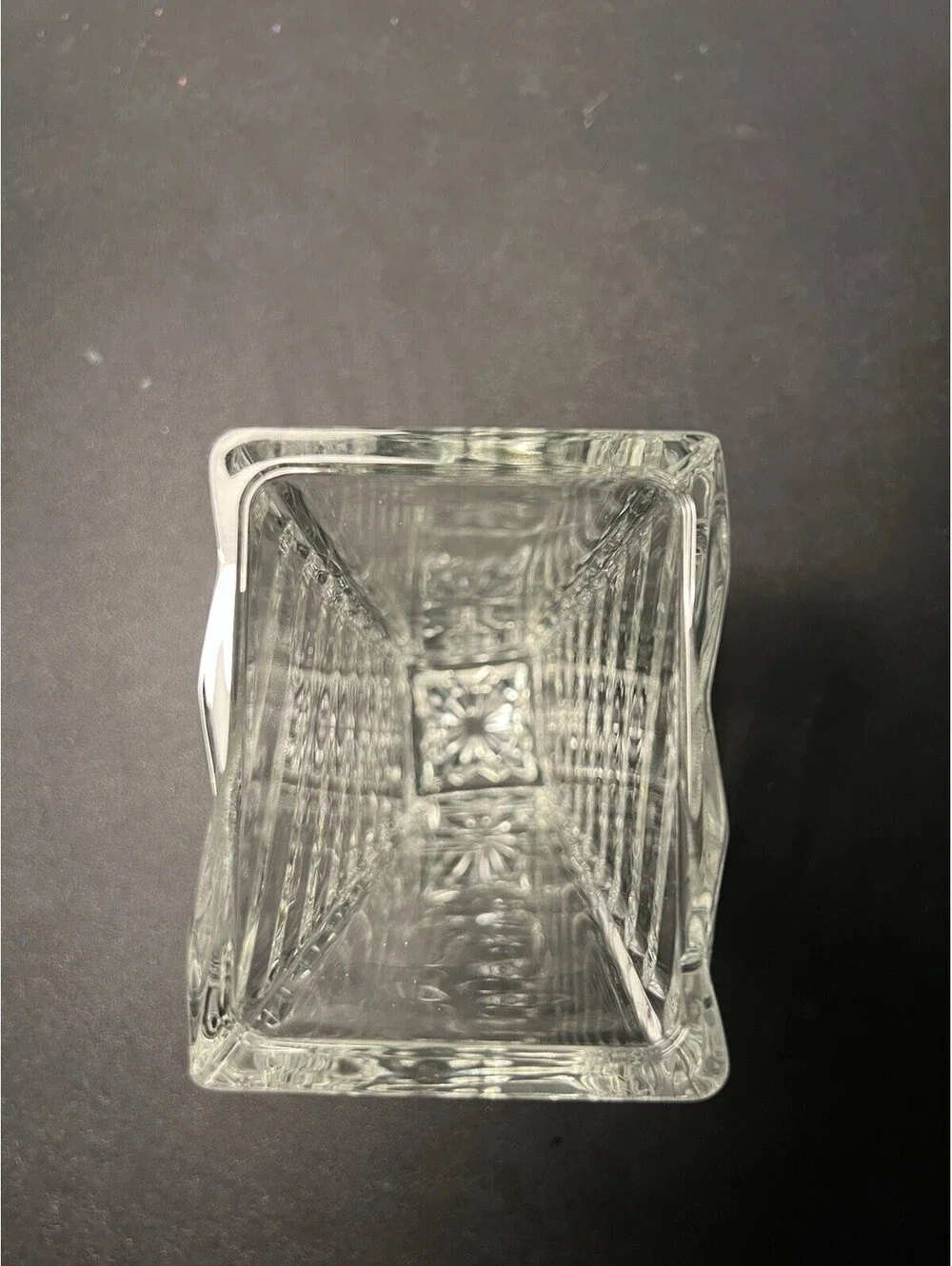 NIB Mikasa Japan 1999 Rectangular Vase Angles Cut Glass Crystal, 4x3x7